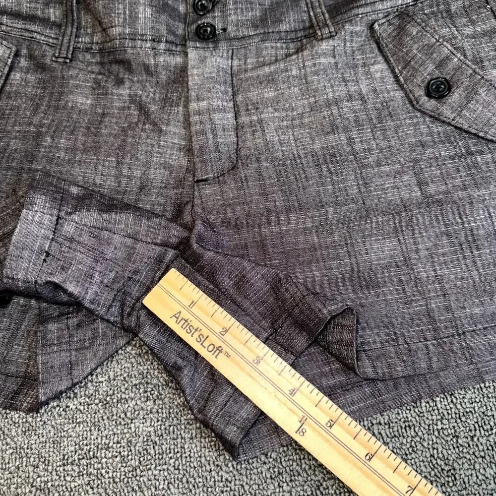 Y2K‎ Daisy Fuentes Shorts Women's 6 Gray Onyx Crosshatch Stretch Pockets Casual